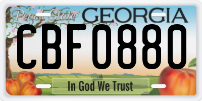 GA license plate CBF0880