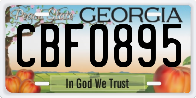 GA license plate CBF0895