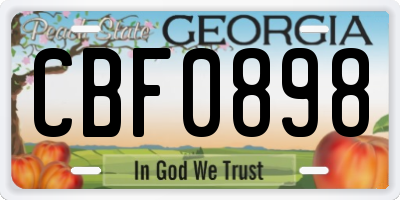 GA license plate CBF0898