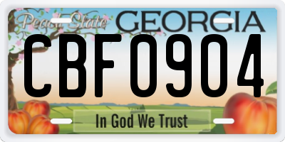 GA license plate CBF0904