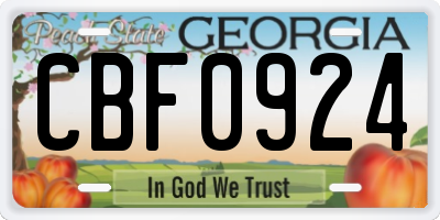GA license plate CBF0924