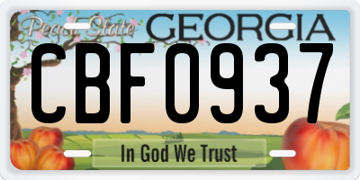 GA license plate CBF0937