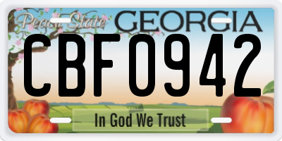 GA license plate CBF0942