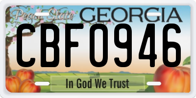 GA license plate CBF0946