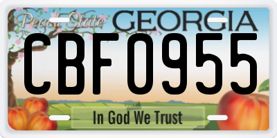 GA license plate CBF0955