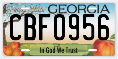 GA license plate CBF0956