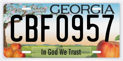 GA license plate CBF0957