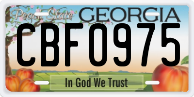 GA license plate CBF0975