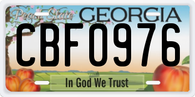 GA license plate CBF0976