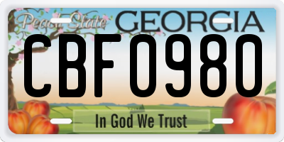 GA license plate CBF0980