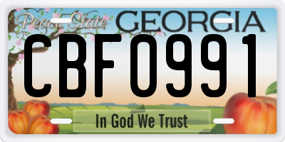 GA license plate CBF0991