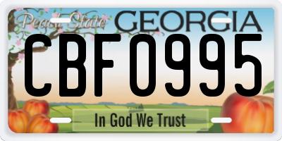 GA license plate CBF0995