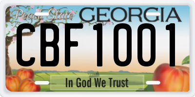 GA license plate CBF1001