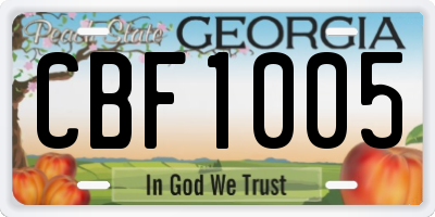 GA license plate CBF1005
