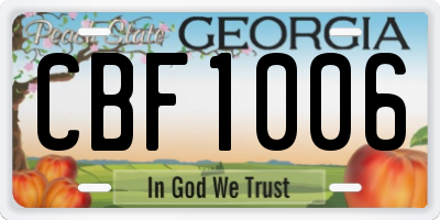 GA license plate CBF1006