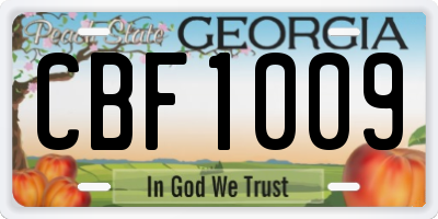 GA license plate CBF1009