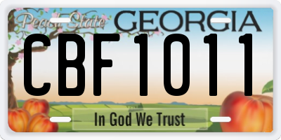 GA license plate CBF1011