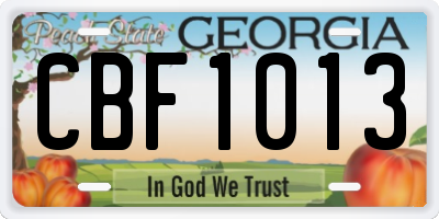 GA license plate CBF1013