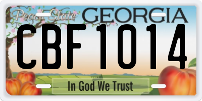 GA license plate CBF1014