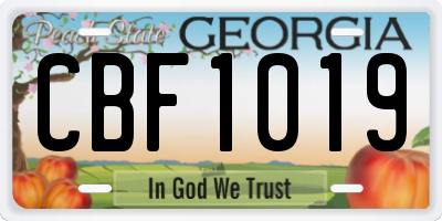GA license plate CBF1019