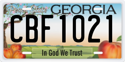 GA license plate CBF1021