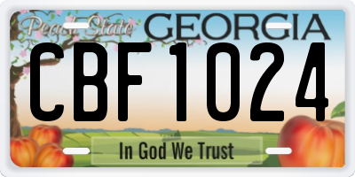 GA license plate CBF1024