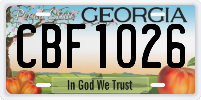 GA license plate CBF1026