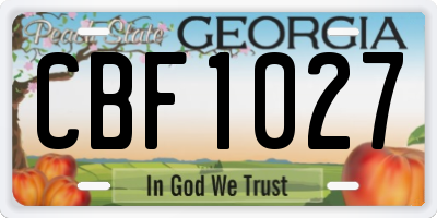 GA license plate CBF1027
