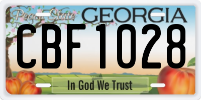 GA license plate CBF1028