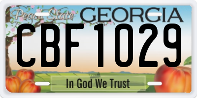 GA license plate CBF1029