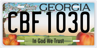 GA license plate CBF1030