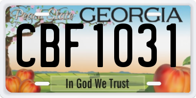 GA license plate CBF1031