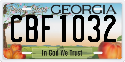 GA license plate CBF1032