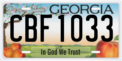 GA license plate CBF1033