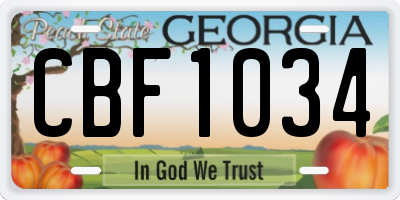 GA license plate CBF1034