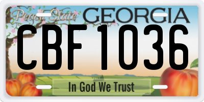 GA license plate CBF1036