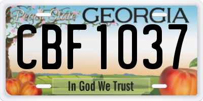 GA license plate CBF1037