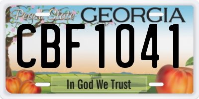 GA license plate CBF1041