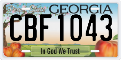 GA license plate CBF1043