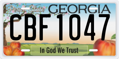 GA license plate CBF1047