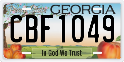 GA license plate CBF1049