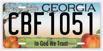 GA license plate CBF1051