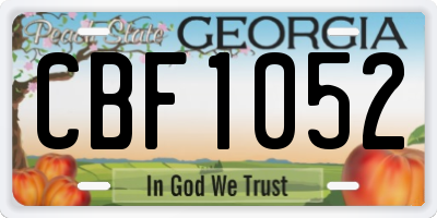 GA license plate CBF1052