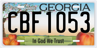 GA license plate CBF1053