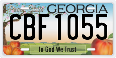 GA license plate CBF1055
