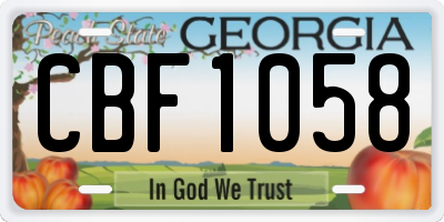 GA license plate CBF1058