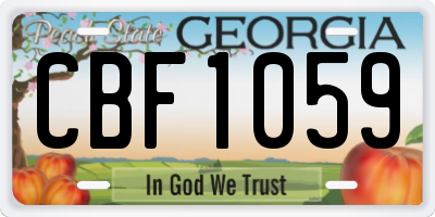 GA license plate CBF1059