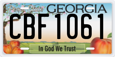 GA license plate CBF1061