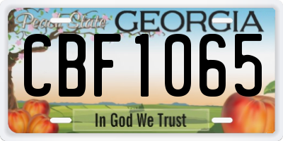 GA license plate CBF1065