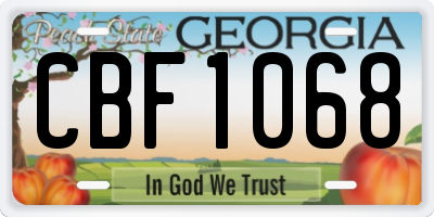 GA license plate CBF1068